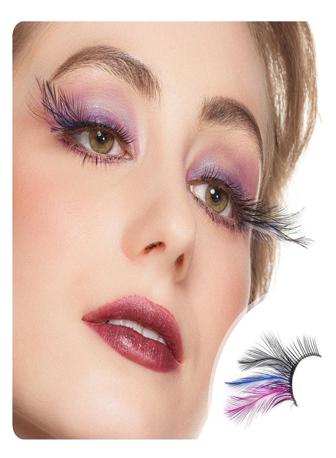 Dorisue Rainbow lashes Black Blue Purple Feather eyelashes Costume halloween eyelashes show False Eyelash Feather lashes Feather extensions for Women Girls at Dramatic events - Image 1