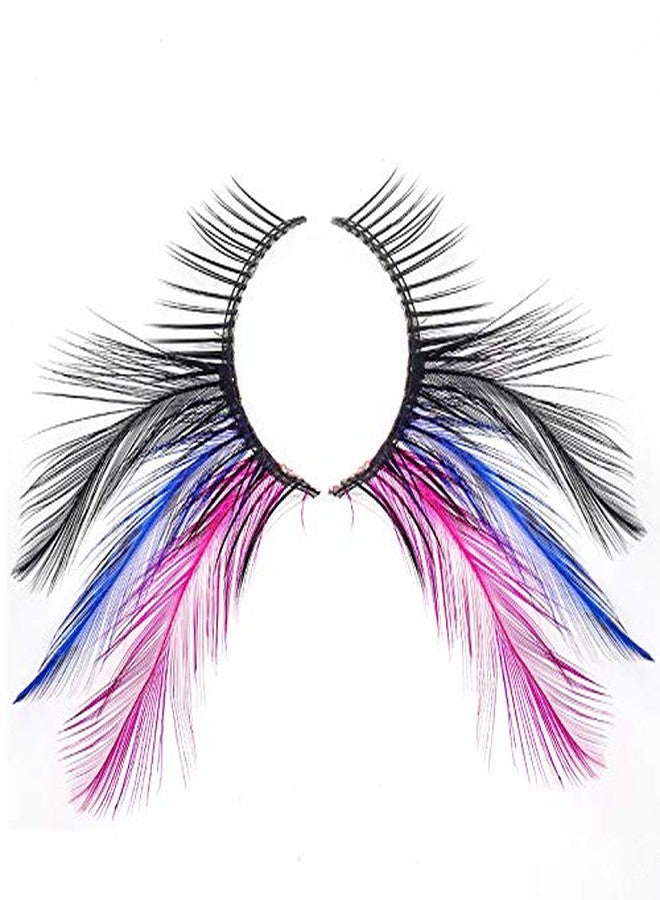 Dorisue Rainbow lashes Black Blue Purple Feather eyelashes Costume halloween eyelashes show False Eyelash Feather lashes Feather extensions for Women Girls at Dramatic events - Image 4