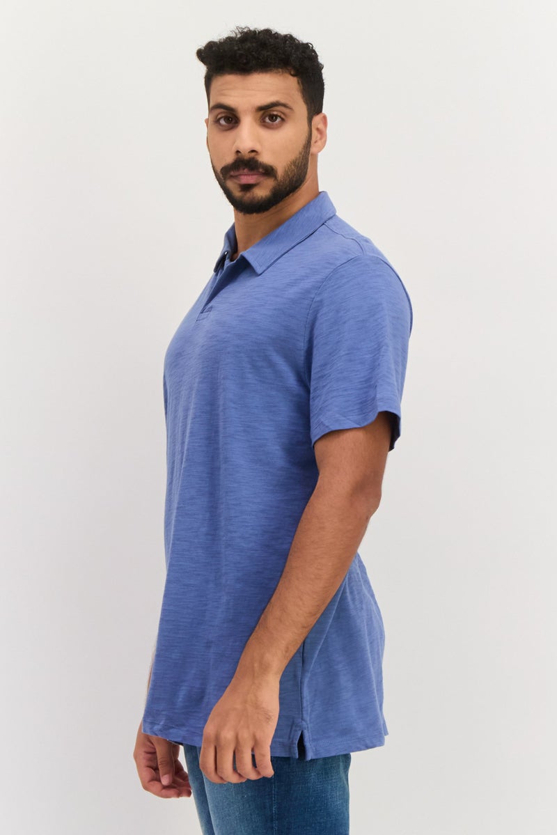 GAP تي شيرت بولو للرجال بقصة عادية بأكمام قصيرة، أزرق رمادي - Image 2