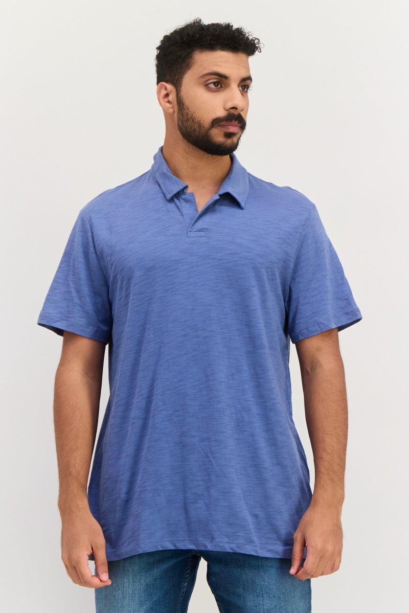 GAP تي شيرت بولو للرجال بقصة عادية بأكمام قصيرة، أزرق رمادي - Image 1