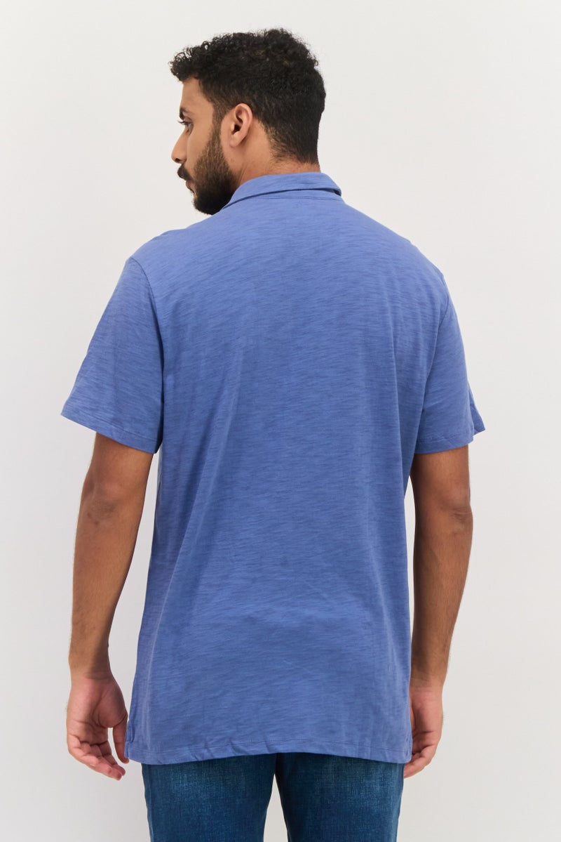 GAP تي شيرت بولو للرجال بقصة عادية بأكمام قصيرة، أزرق رمادي - Image 3