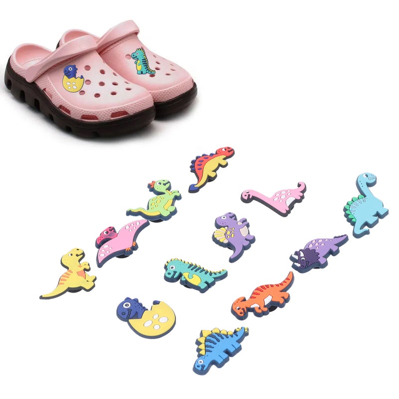12Pcs Slipper Charm PVC Dinosaur Cartoon Waterproof Stylish Shoe Decoration for Men Women Birthday Gift - Image 1