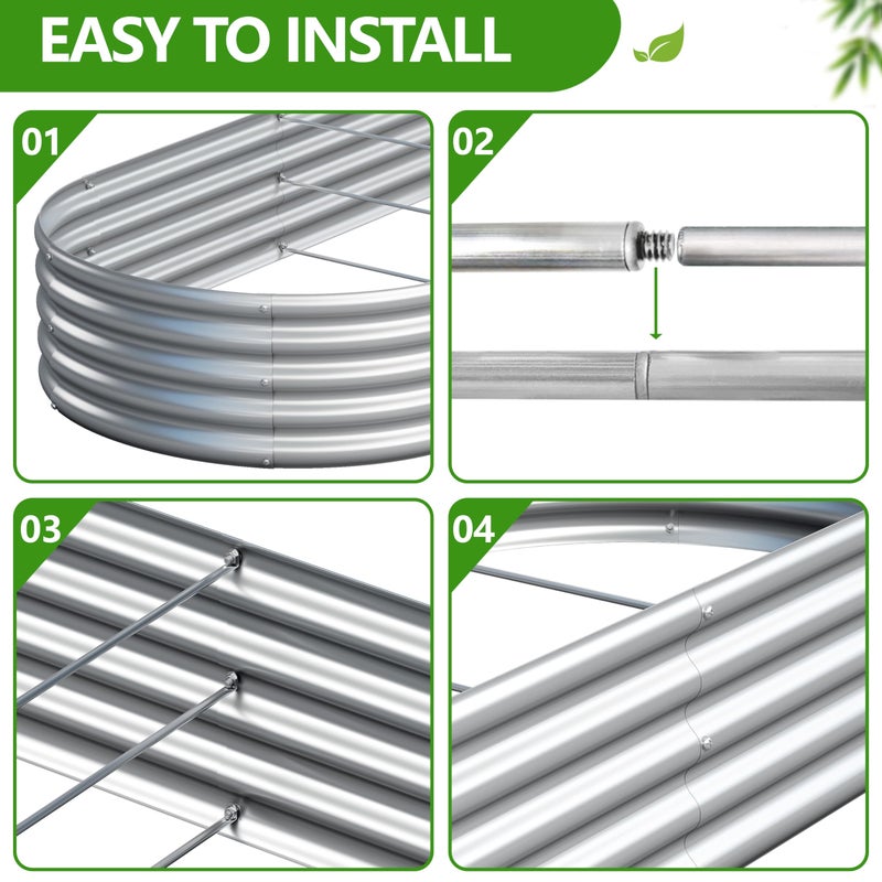 Easllre 2PCS 8x2x1ft Galvanized Metal Raised Garden Bed Kit,Outdoor Planter Box Vegetables,Flowers,Herbs Durable Rust-Resistant Patio Gardening Beds - Image 5