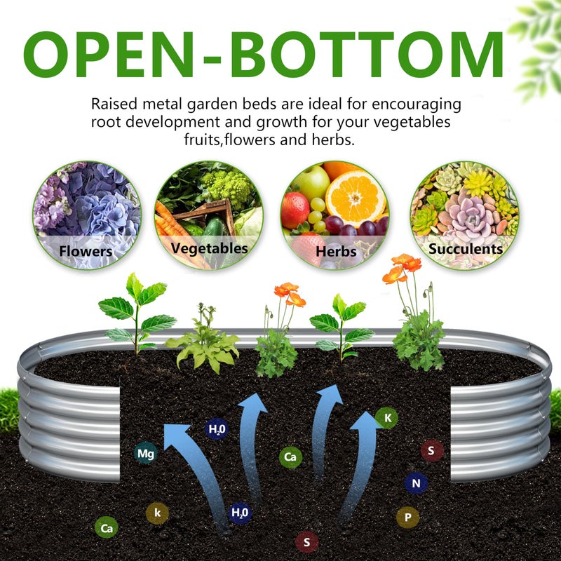 Easllre 2PCS 8x2x1ft Galvanized Metal Raised Garden Bed Kit,Outdoor Planter Box Vegetables,Flowers,Herbs Durable Rust-Resistant Patio Gardening Beds - Image 3