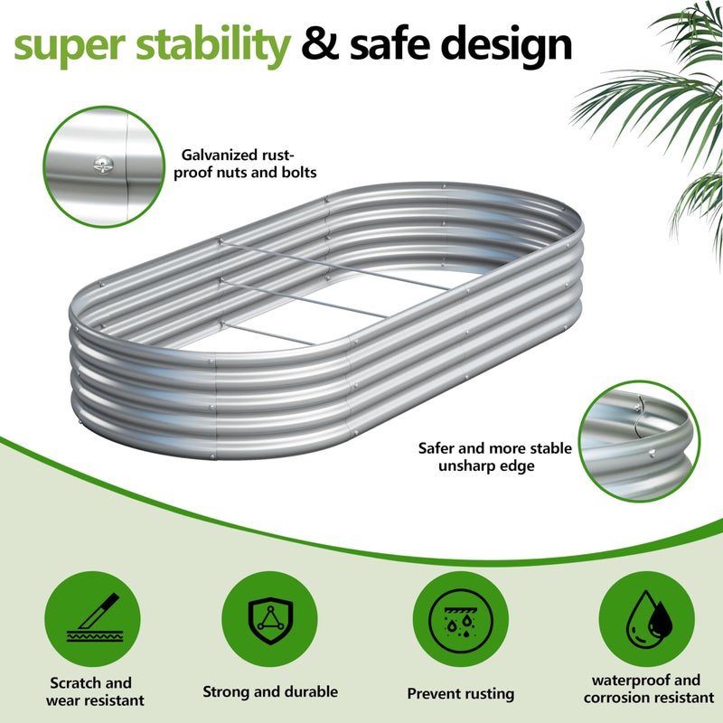 Easllre 2PCS 8x2x1ft Galvanized Metal Raised Garden Bed Kit,Outdoor Planter Box Vegetables,Flowers,Herbs Durable Rust-Resistant Patio Gardening Beds - Image 4