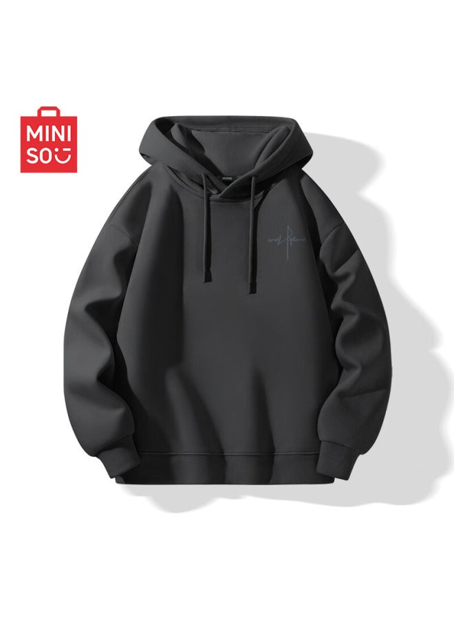 Miniso Miniso Men's Hoodie Heavyweight Loose Spring And Autumn Casual High-end Youth Trend Outerwear Deep Gray L  - Image 1