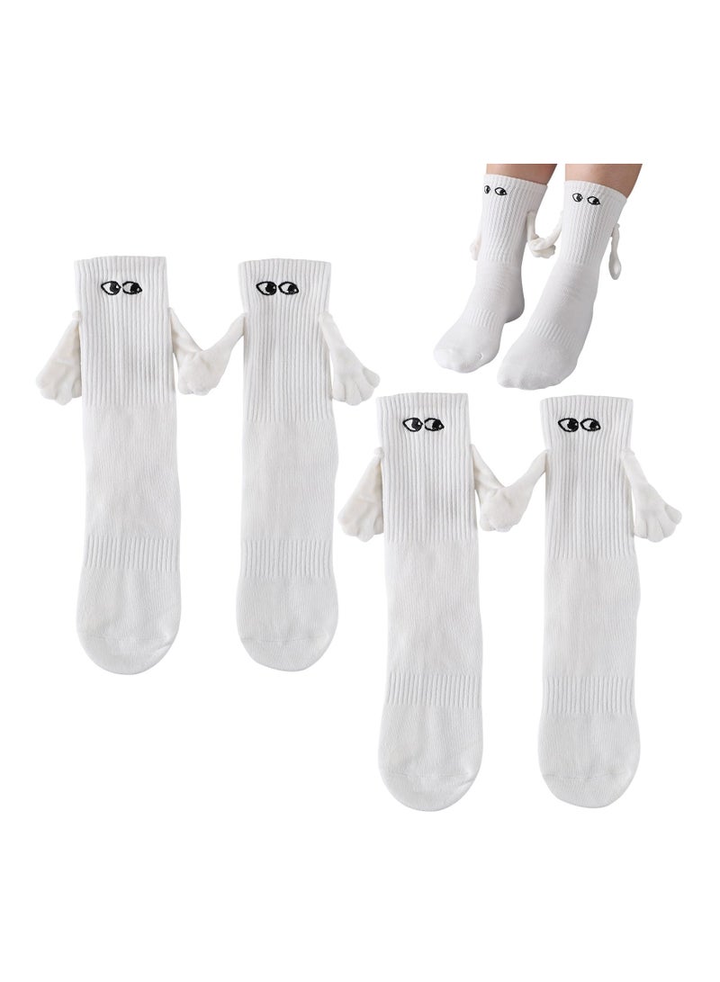 SYOSI Holding Hands Socks, Magnetic Socks, Couple Hand in Hand Socks, Mid-Tube Socks, Unisex Mid Tube Funny Hand In Hand Socks, Matching Couple Socks, Funny Gift, Couple Magnetic Hand Socks (2 White) - Image 1
