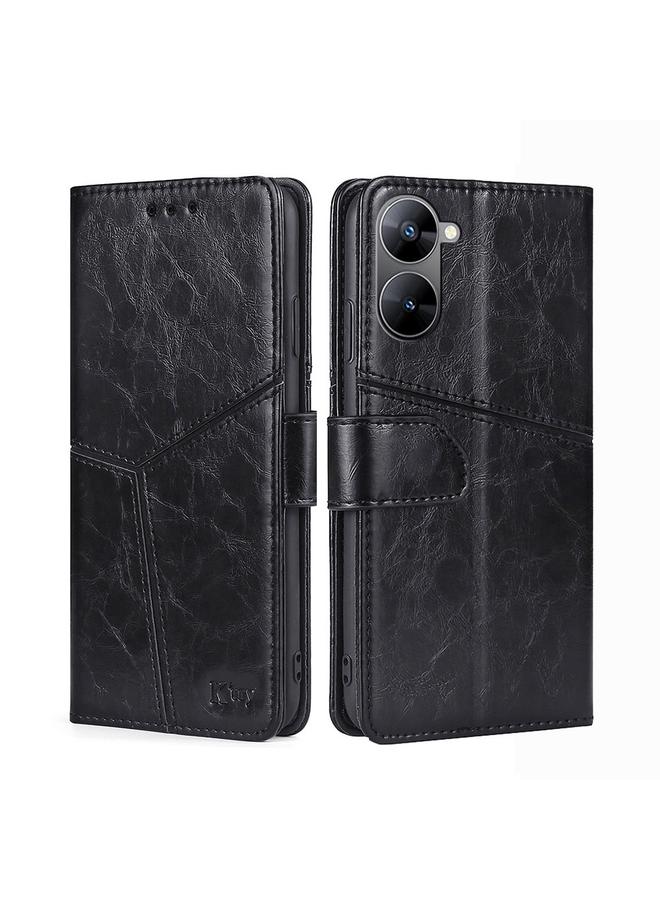 S-TOP Case For Realme V30 5G / V30t Geometric Stitching Flip Leather Phone Case - Image 1