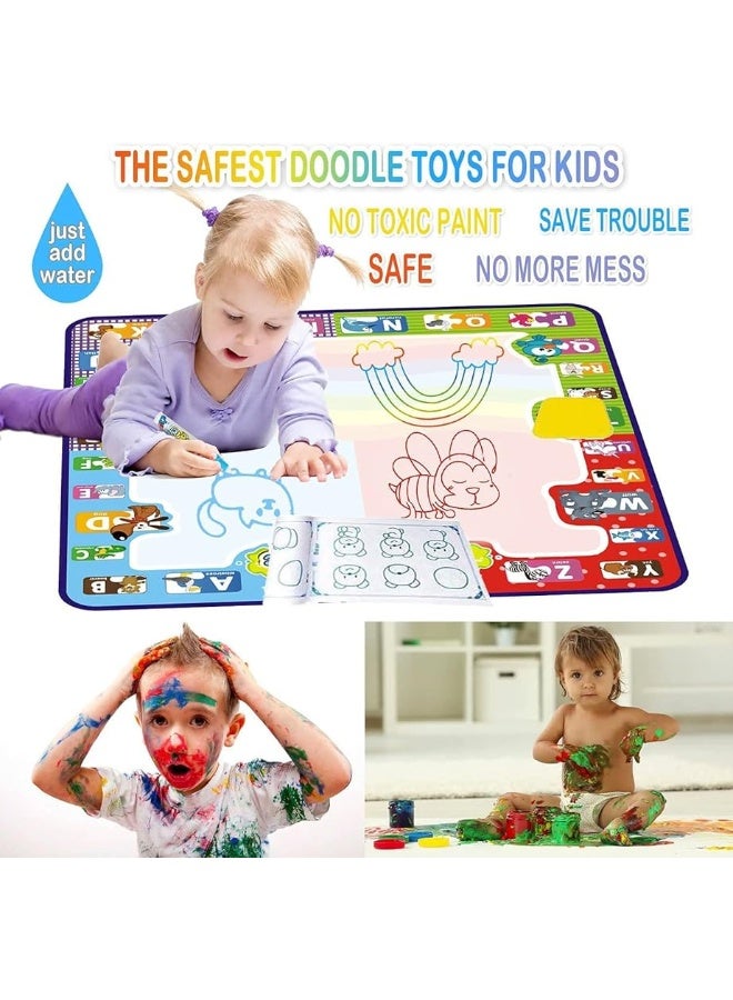 KIZZYEA Educational Toy for 2 3 4 5 Years Old Kids, Water Doodle Mat, Kids Large Coloring Mat with Neon Colors, Christmas Birthday Gifts for Toddlers, Boys,Girls - Image 2