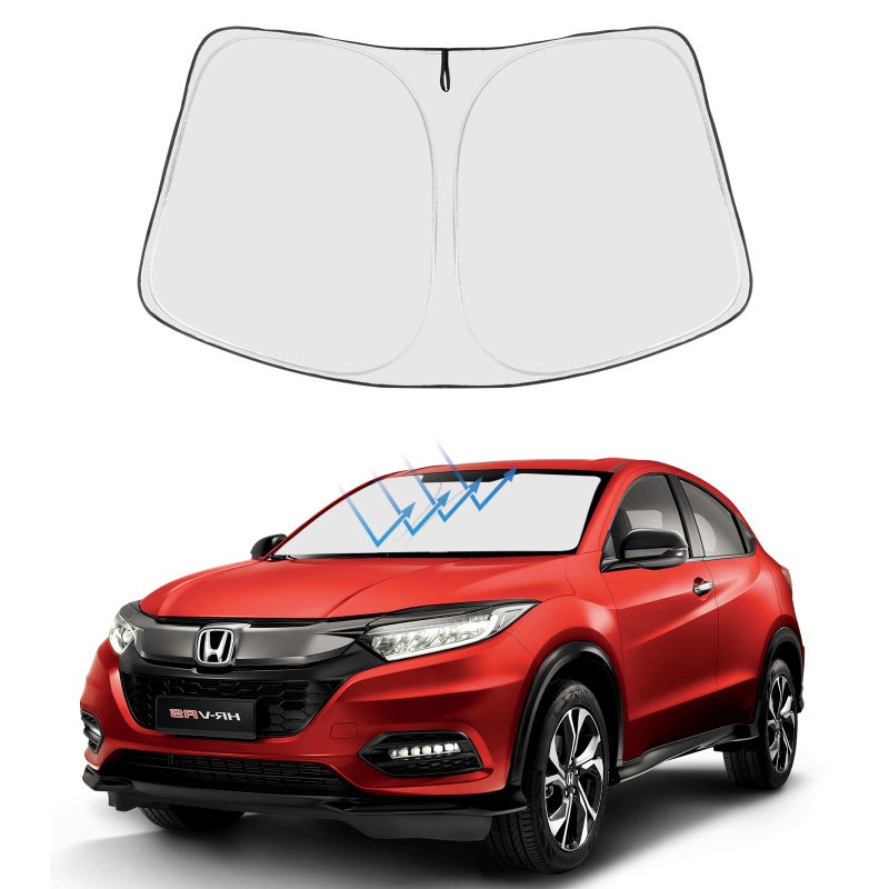 Proadsy 2025 Upgrade Windshield Sun Shade Custom Fit Honda HRV 20152022 4Layer Foldable Front Sunshade Protector Sun Visor Blocks UV Rays Keep Car Cooler