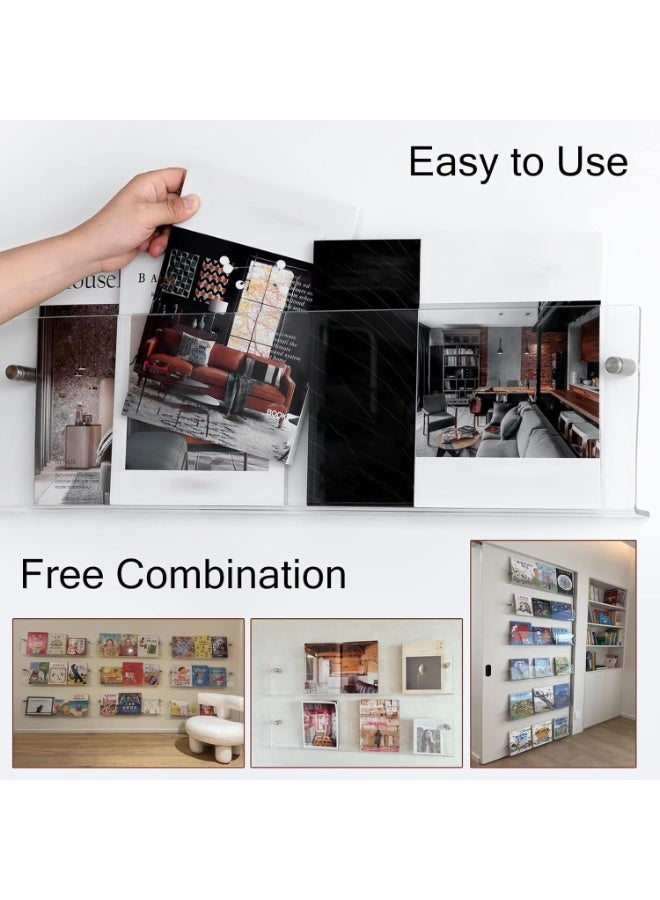 سلاسة حامل منشورات جداري أكريليك بثلاث طبقات لملفات ومجلات وصحف ومواد القراءة – رف شفاف معلق كبير لغرف الأطفال والمكاتب والمنازل للتخزين والتنظيم (100 سم) - Image 3