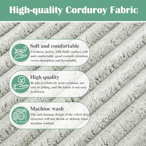 Setguopal Round Pouf Ottoman, Stuffed Floor Pouf with Foam Chunk Filling, Soft Coral Fleece Furry Foot Rest Stool, Multi-Use Ottoman for Living Room, Wide Stripe Boho Decor,Dark Gray - Image 3