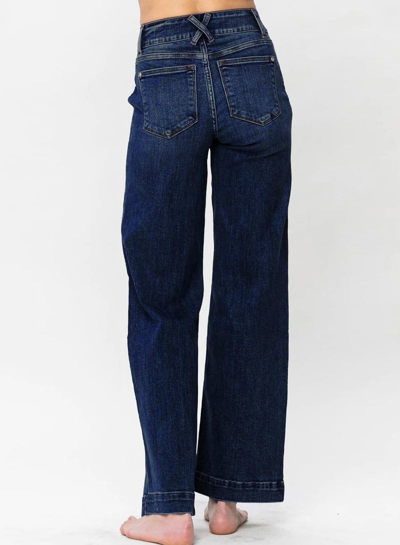 Astylish Womens Jeans High Waisted Wide Leg Pants Straight Leg Stretchy Denim Cowgirl Outfits with Trendy Fashion Slanted Pockets Size 10 Dirty Blue - Image 3