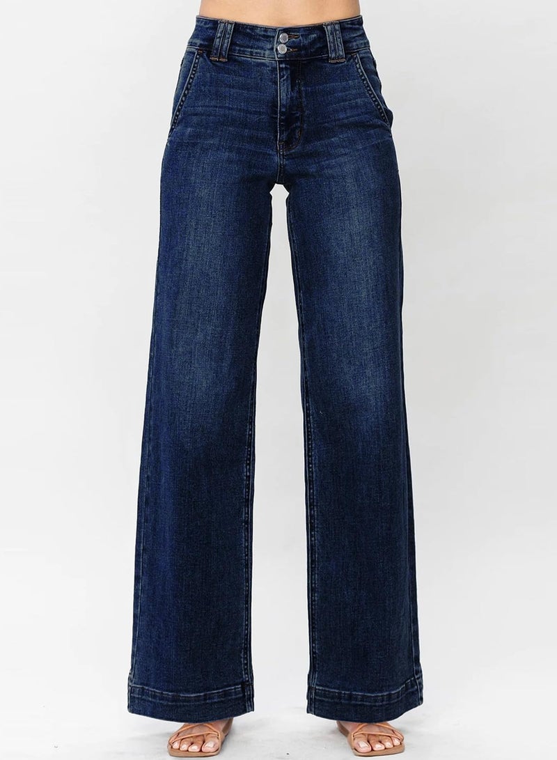 Astylish Womens Jeans High Waisted Wide Leg Pants Straight Leg Stretchy Denim Cowgirl Outfits with Trendy Fashion Slanted Pockets Size 10 Dirty Blue - Image 4