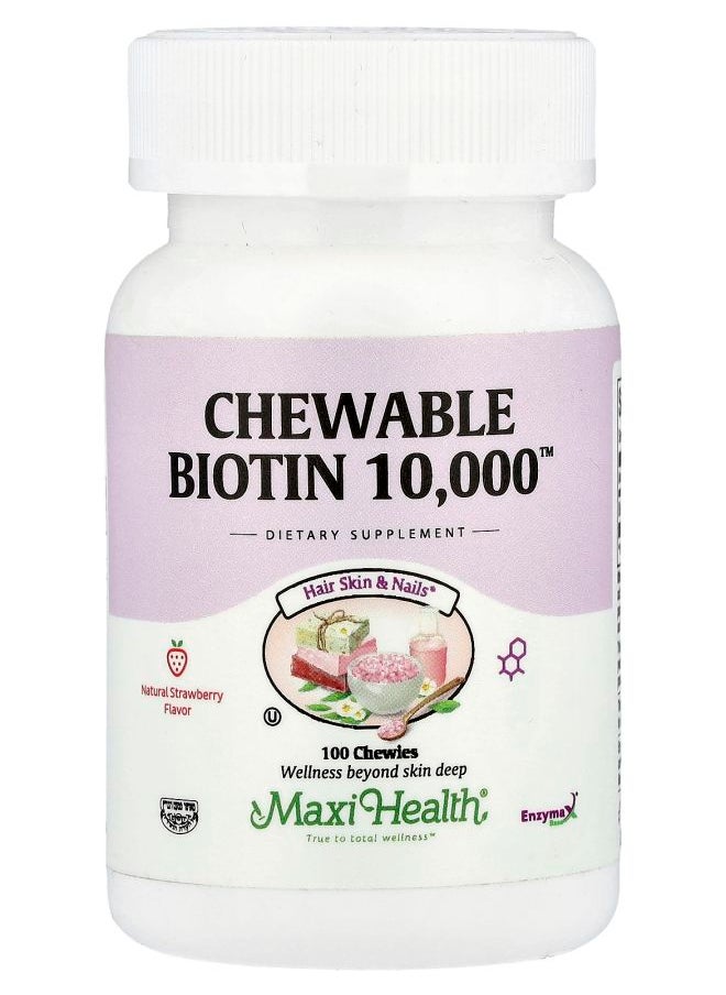 Maxi Health Chewable Biotin 10000™ Natural Strawberry 10000 mcg 100 Chewies 