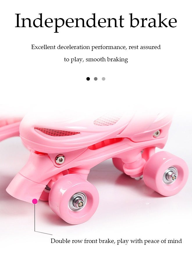 DUNISO - Roller skates, children's indoor and outdoor skating shoes,adjustable size, double row with 4 wheels, suitable for girls and boys, blue (M, suitable for sizes 34 to 37) - Image 1