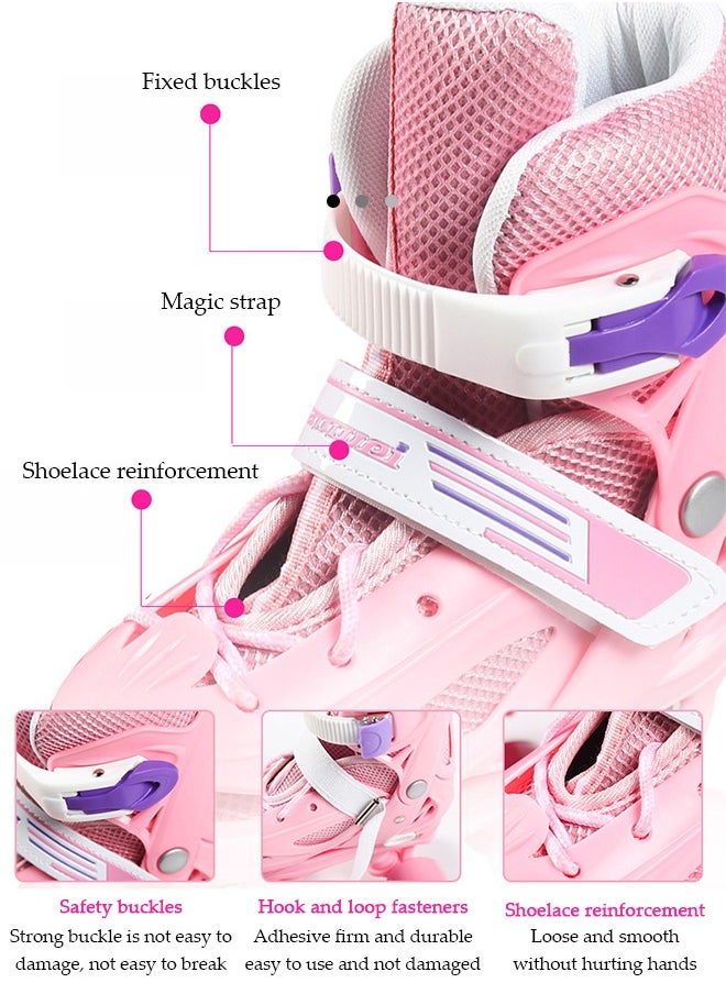 DUNISO - Roller skates, children's indoor and outdoor skating shoes,adjustable size, double row with 4 wheels, suitable for girls and boys, blue (M, suitable for sizes 34 to 37) - Image 1