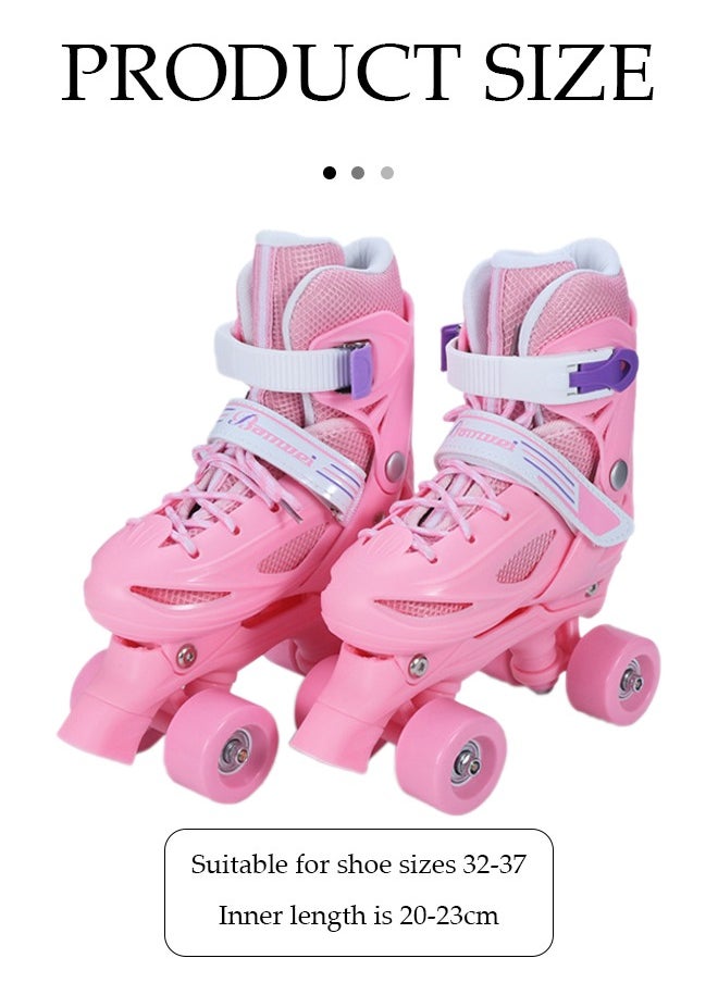 DUNISO - Roller skates, children's indoor and outdoor skating shoes,adjustable size, double row with 4 wheels, suitable for girls and boys, blue (M, suitable for sizes 34 to 37) - Image 1