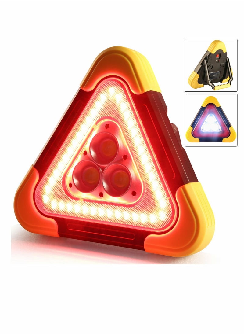 ماركة غير محددة Safety Triangle Multifunctional Emergency Triangles Lights, LED Solar Rechargeable Car Warning Triangles, Road Reflective Truck for Vehicle Breakdowns  - Image 1