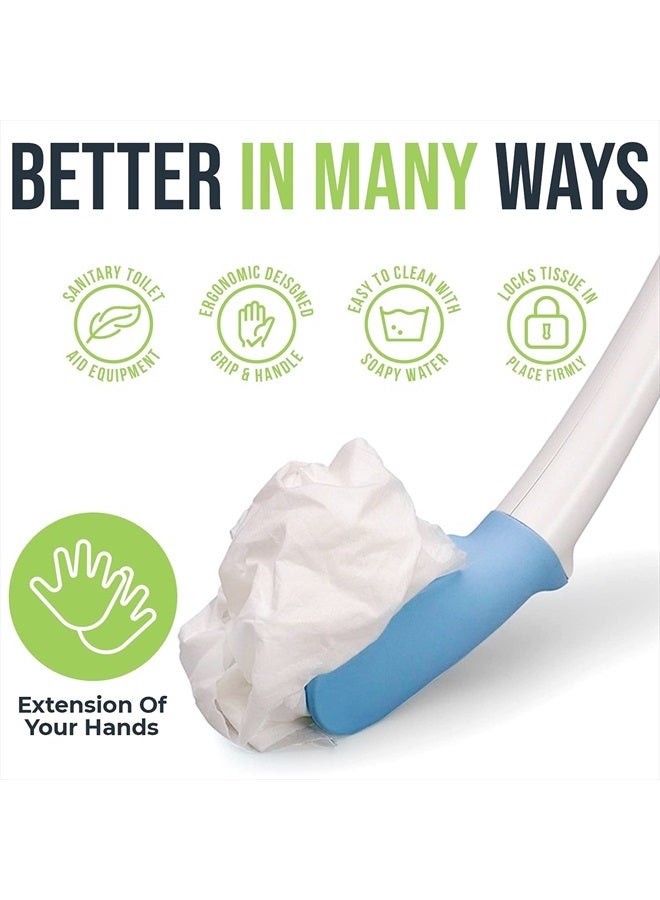 Juvo Toilet Aid - 18” Long Reach Personal Wiping Aid with Hygienic Cover - Easy Use Comfort Self Wiper for Toileting (SATA01) - Image 3