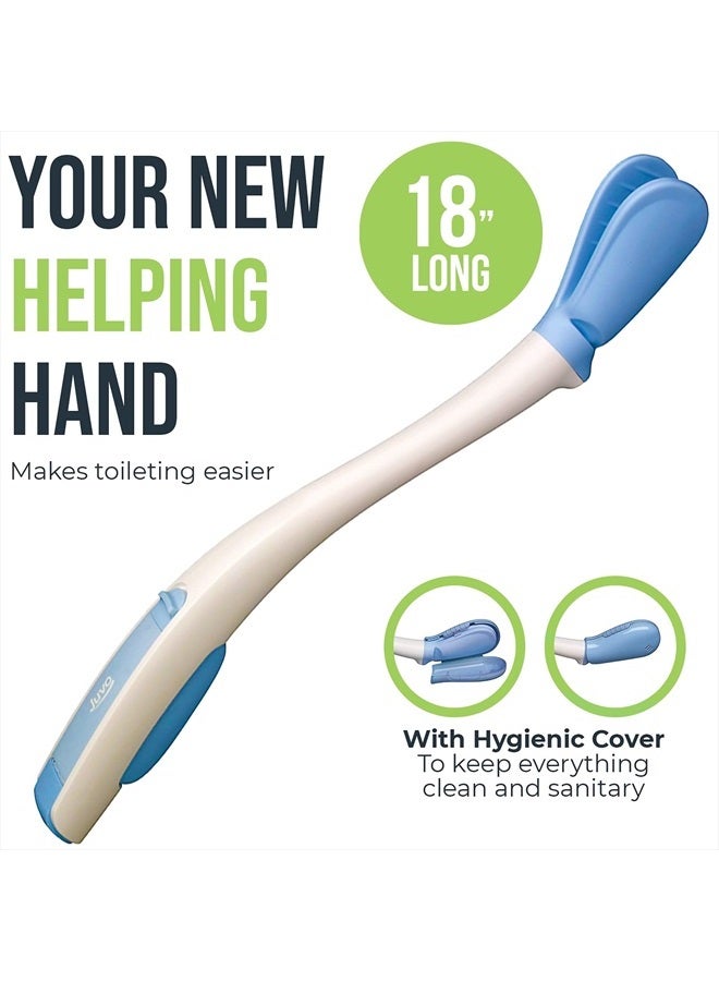 Juvo Toilet Aid - 18” Long Reach Personal Wiping Aid with Hygienic Cover - Easy Use Comfort Self Wiper for Toileting (SATA01) - Image 2
