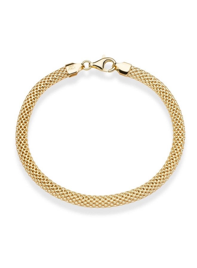 Miabella 18K Gold Over Sterling Silver Italian 5mm Mesh Link Chain Bracelet for Women, 925 Made in Italy (Length 8 Inches) - Image 3