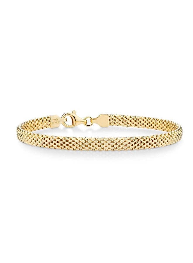 Miabella 18K Gold Over Sterling Silver Italian 5mm Mesh Link Chain Bracelet for Women, 925 Made in Italy (Length 8 Inches) - Image 1