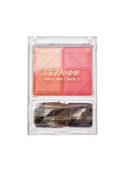 Mixed Color Cheek N02 Pure Coral 0.2 Oz (7.1 G) Powder Blush Moisturizing 4 Color Gradient Brush Included