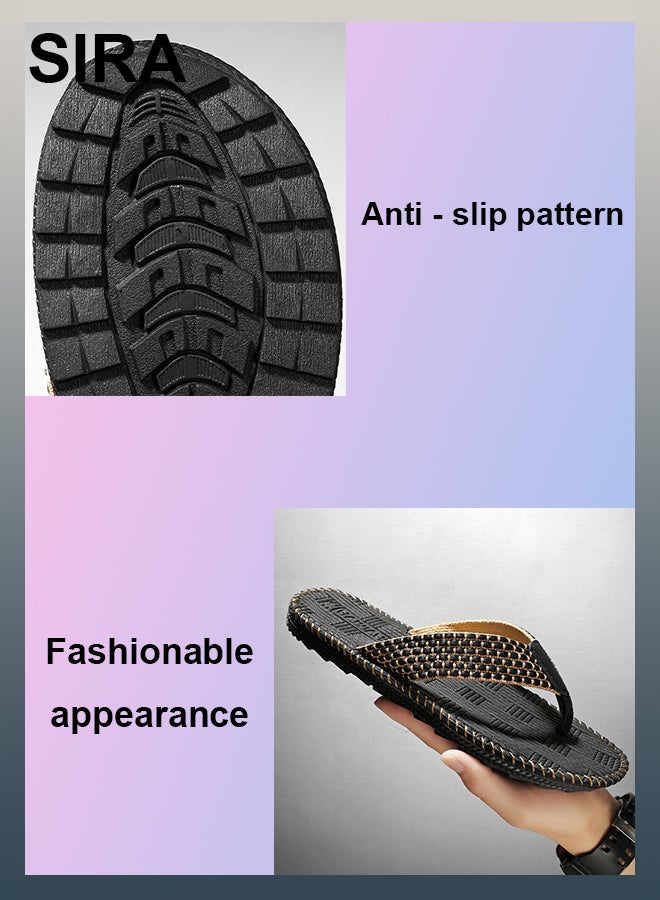 SIRA Men's Premium Flip Flops - Breathable & Waterproof Beach Sandals | Anti-Slip Thick Sole | Lightweight & Durable for Outdoor, Travel, Home | Comfortable Arch Support（Black） - Image 5