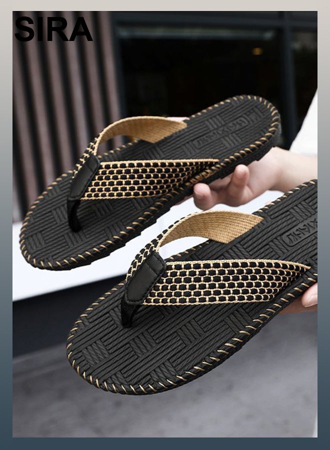 SIRA Men's Premium Flip Flops - Breathable & Waterproof Beach Sandals | Anti-Slip Thick Sole | Lightweight & Durable for Outdoor, Travel, Home | Comfortable Arch Support（Black） - Image 4