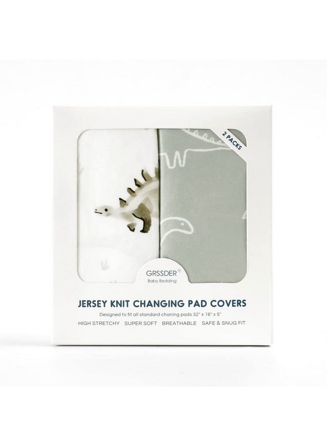 GRSSDER مجموعة أغطية وسادة تغيير جيرسي ناعمة للغاية من GRSSDER، 2 عبوة، تناسب أغطية وسادة تغيير 32"/34" × 16" آمنة ومريحة، نمط جميل للأطفال، ديناصور - Image 4
