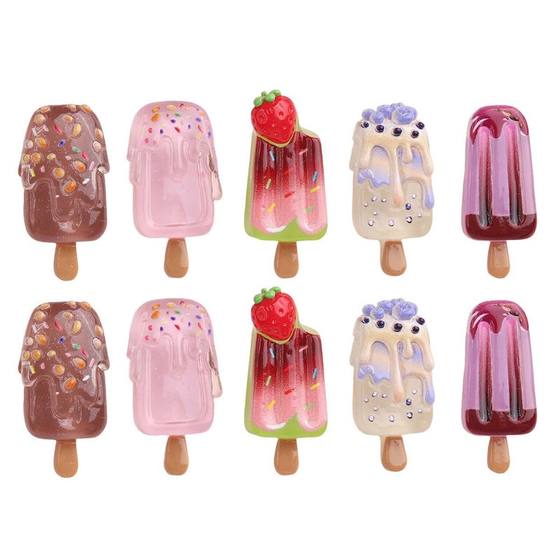 ELVRLA 5 Pairs(10 Pcs) Super Cute Lovely Summer Realistic Mini Icecream Hairpin Ice Sucker Hair Clips Hair Decoration Women Girls Salon Hairstyle Hairdressing Grip -Icecream - Image 1