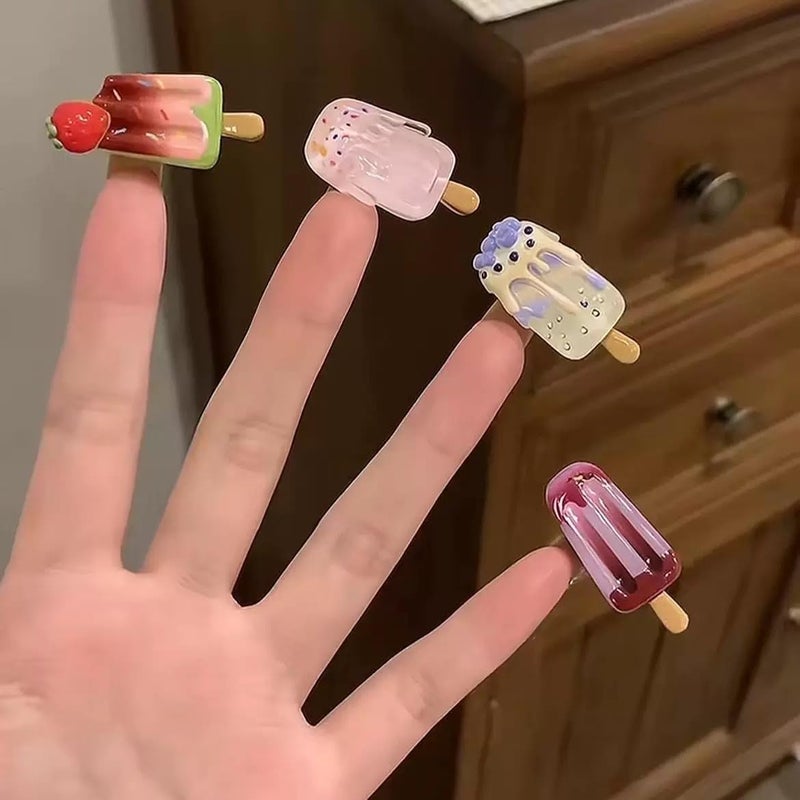 ELVRLA 5 Pairs(10 Pcs) Super Cute Lovely Summer Realistic Mini Icecream Hairpin Ice Sucker Hair Clips Hair Decoration Women Girls Salon Hairstyle Hairdressing Grip -Icecream - Image 5