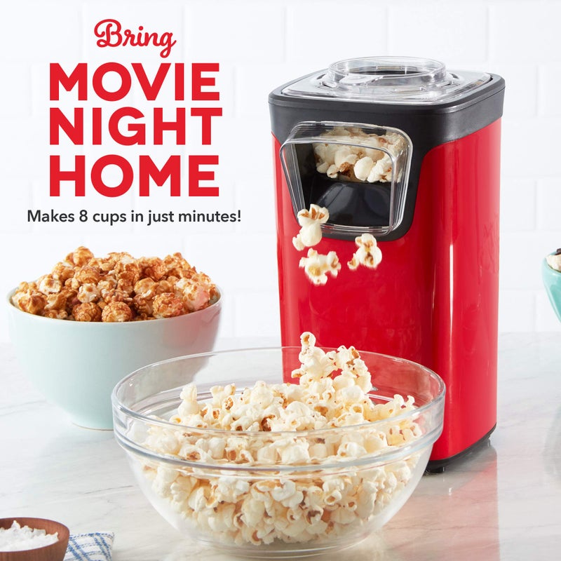 DASH Turbo POP Popcorn Maker with Measuring Cup to Portion Popping Corn Kernels + Melt Butter, 8 Cup Popcorn Machine - Red - Image 2