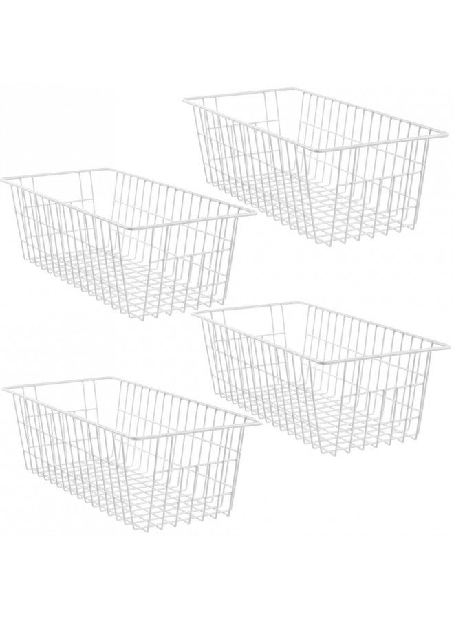 SANNO 15.7" Freezer Baskets Wire Storage Baskets Bin Organizer Food,Kitchen, Basket Organizers Bins for Home, Bathroom, Closet Organization, white,set of 4 - Image 1