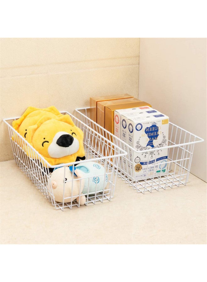 SANNO 15.7" Freezer Baskets Wire Storage Baskets Bin Organizer Food,Kitchen, Basket Organizers Bins for Home, Bathroom, Closet Organization, white,set of 4 - Image 3