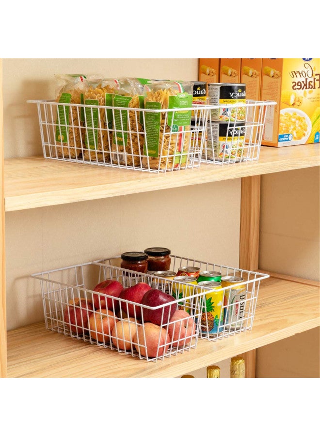 SANNO 15.7" Freezer Baskets Wire Storage Baskets Bin Organizer Food,Kitchen, Basket Organizers Bins for Home, Bathroom, Closet Organization, white,set of 4 - Image 2