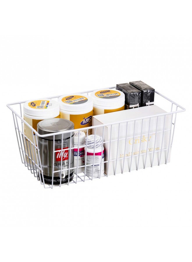 SANNO 15.7" Freezer Baskets Wire Storage Baskets Bin Organizer Food,Kitchen, Basket Organizers Bins for Home, Bathroom, Closet Organization, white,set of 4 - Image 5