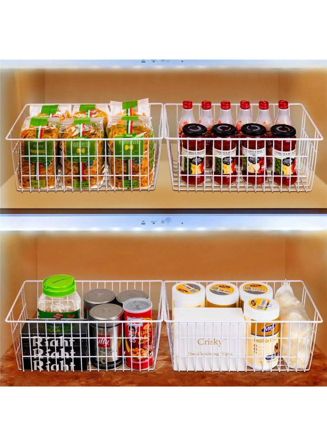 SANNO 15.7" Freezer Baskets Wire Storage Baskets Bin Organizer Food,Kitchen, Basket Organizers Bins for Home, Bathroom, Closet Organization, white,set of 4 - Image 4