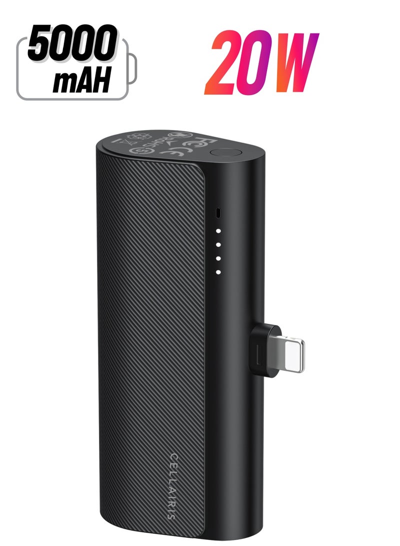 Cellairis Portable Mini (Instant Charger) Powerbank 5000mAh Quick Charge 20W PD Portable Charger For iPhone 14/13/12/11/XS Pro Max /Pro/Mini/SE/iPad 9 - Black - Image 1