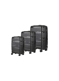 Generic 3-Piece Travel Luggage Set with 360° Spinner Wheels – Unbreakable Polypropylene – Black – For Men & Women  - Image 1