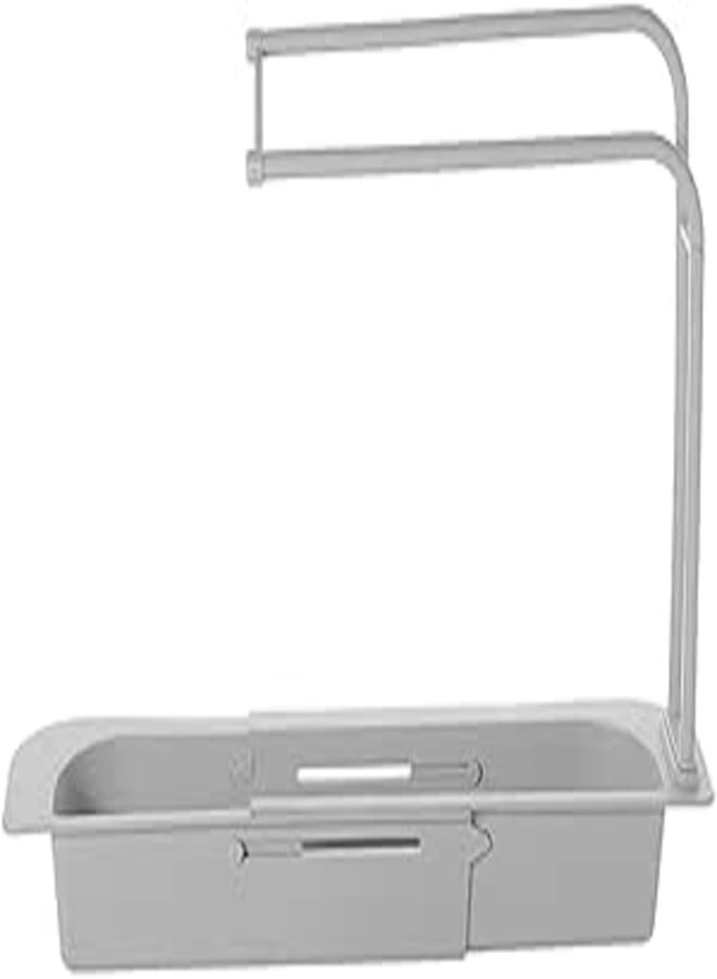 Spaceshoop Telescopic Sink Holder Rack Expandable Storage Drain Basket Rack Sponge Soap Holder Drainer Sink Tray Holder Expandable Storage Drain Basket for Home Kitchen (Grey)