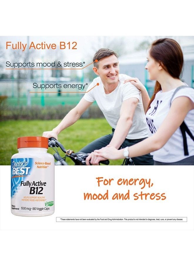 Doctor's BEST Doctor's Best Fully Active B12 1500 Mcg, Supports Energy, Mood, Circulation, Non-GMO, Vegan, Gluten Free, 180 Count  - Image 3