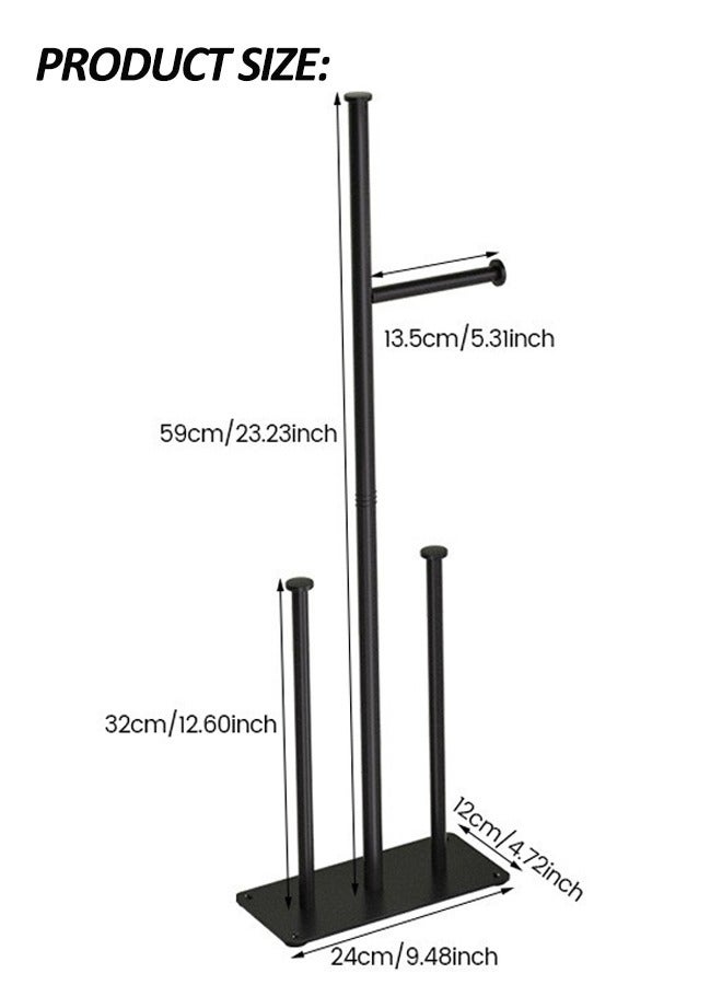 Free Standing Toilet Paper Holder Large Capacity Toilet Paper Roll Holder for 7 Rolls, Black Toilet Paper Holder Stand with Non-Slip Stable Base, Black Toilet Paper Holder Stand for Bathroom - Image 2