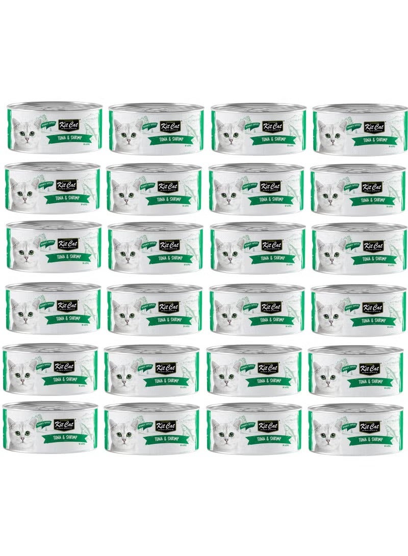 Kit Cat 24PC's Kit Cat Deboned Tuna & Shrimp Toppers Wet Cat Food 80g Cans - Image 1