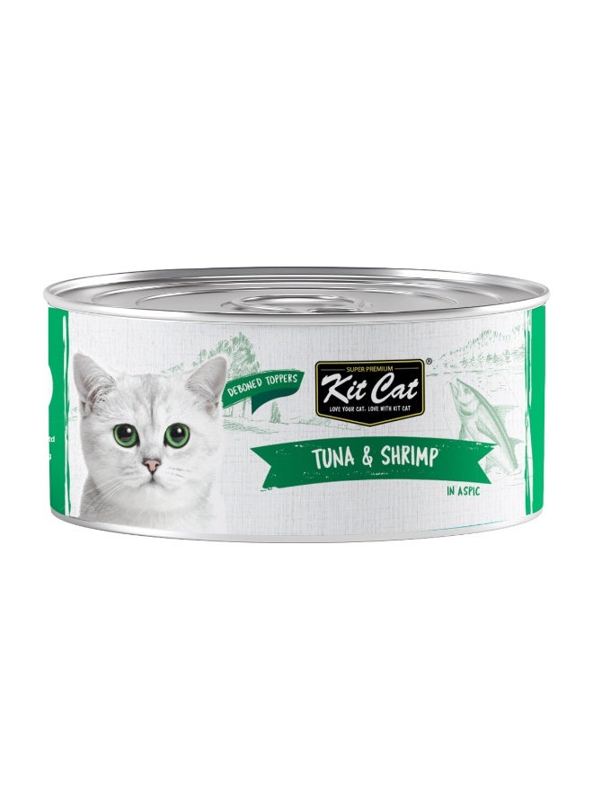 Kit Cat 24PC's Kit Cat Deboned Tuna & Shrimp Toppers Wet Cat Food 80g Cans - Image 2