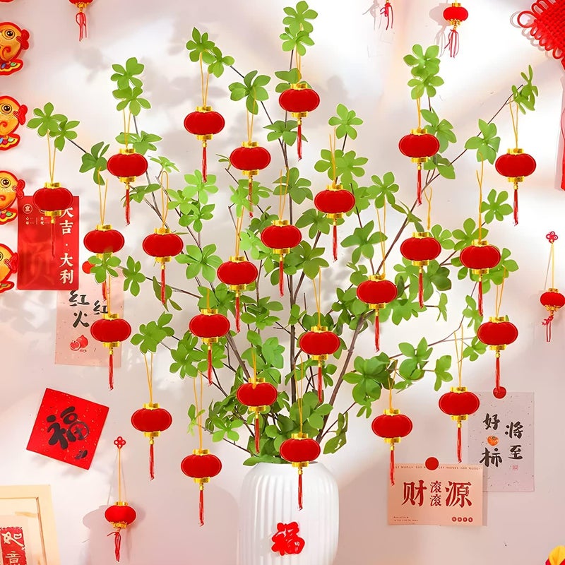 HELIMIX 30PC Small Hanging Lantern Small Bell Pepper Spring Decorations for Home Outdoor Lantern Wedding Decoration Plant Decor Party Supplies for Indoor Decor Navratri Diwali - Image 4