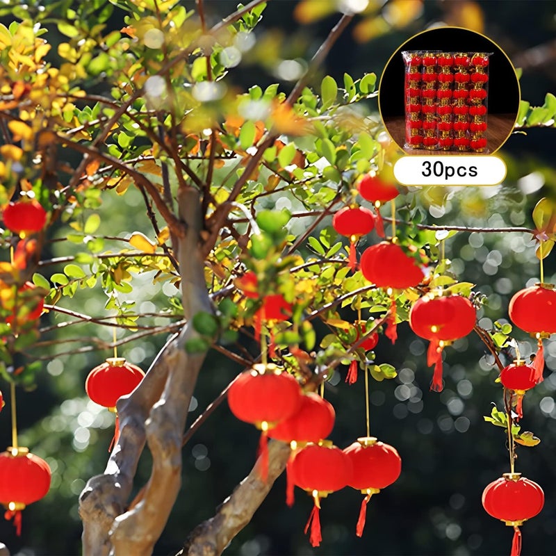 HELIMIX 30PC Small Hanging Lantern Small Bell Pepper Spring Decorations for Home Outdoor Lantern Wedding Decoration Plant Decor Party Supplies for Indoor Decor Navratri Diwali - Image 3