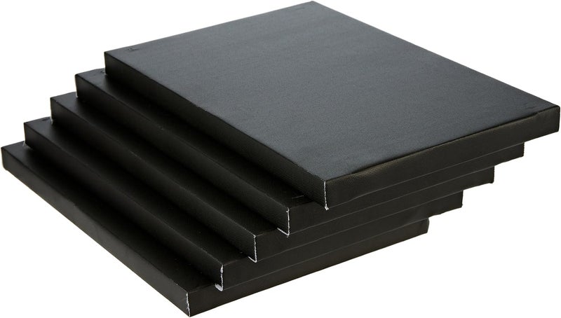 ARS 20x30CM (8x12 Inch) Artist Rectangle Stretched Canvas, Middle Size Pre-Stretched Cotton Canvas Panel Boards 5-Pack, Black - Image 1