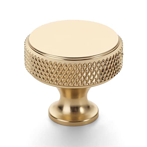 Coinkoly 10 Pack 1-1/5"(30mm) Gold Knurled Cabinet Knobs for Dresser Kitchen Knobs for Cabinets Brushed Gold Cabinet Pulls Hardware - Image 1